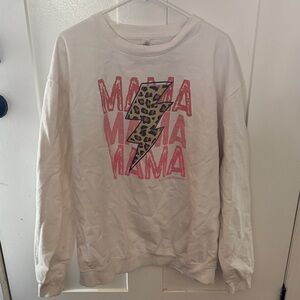 White 'Mama' Graphic Sweatshirt